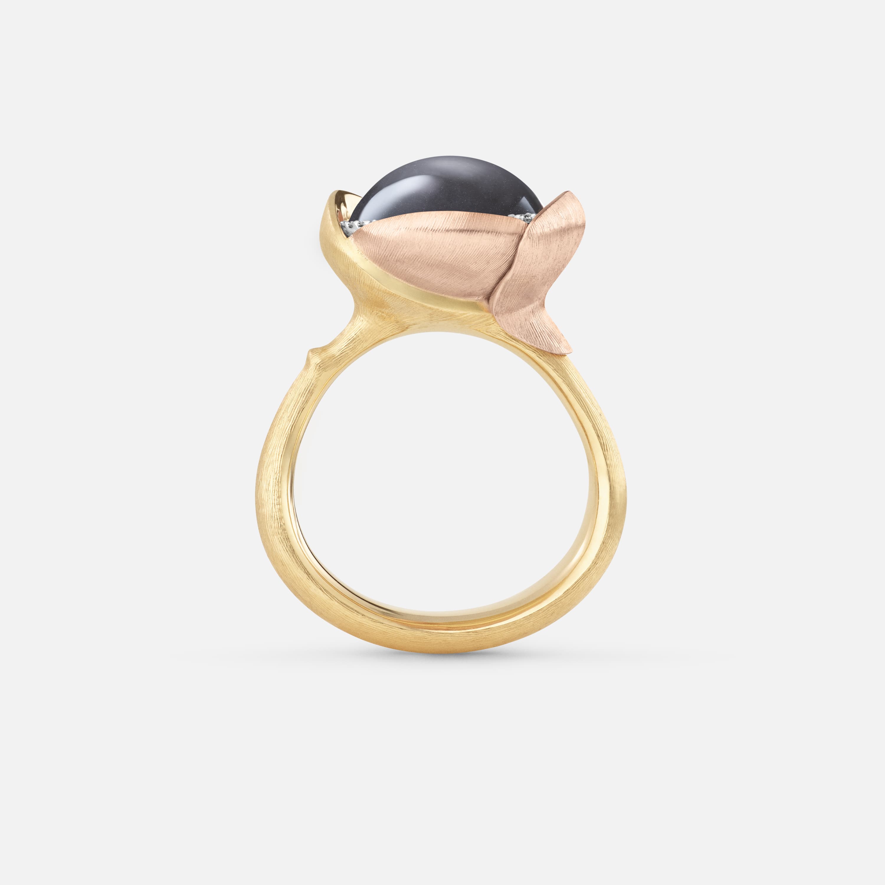 Lotus Ring 3 Grey Moonstone