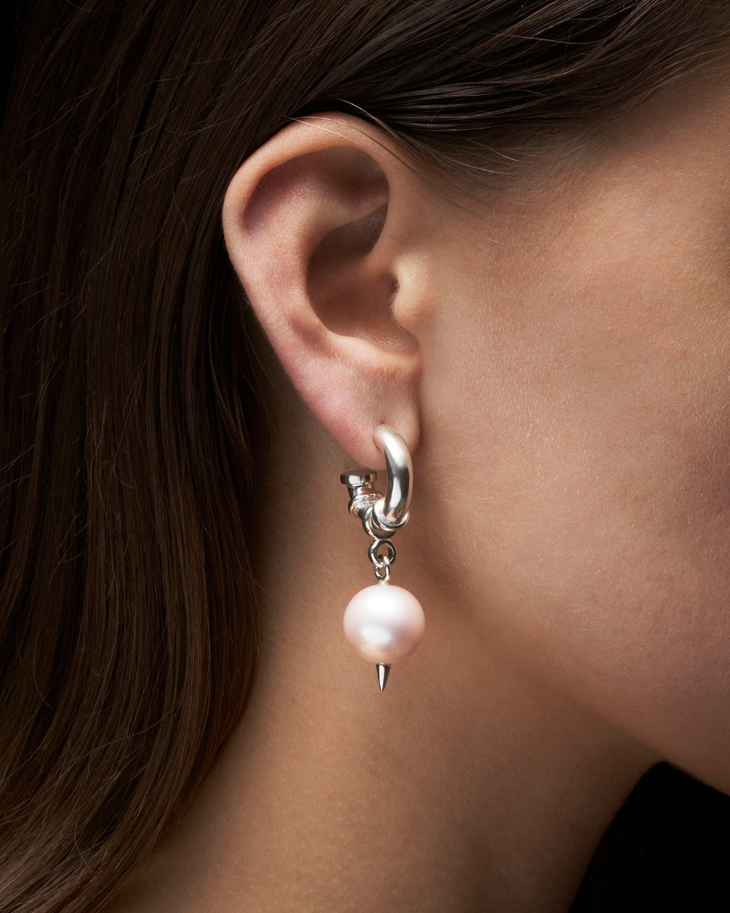Chunky Pierced Pearl Earring
