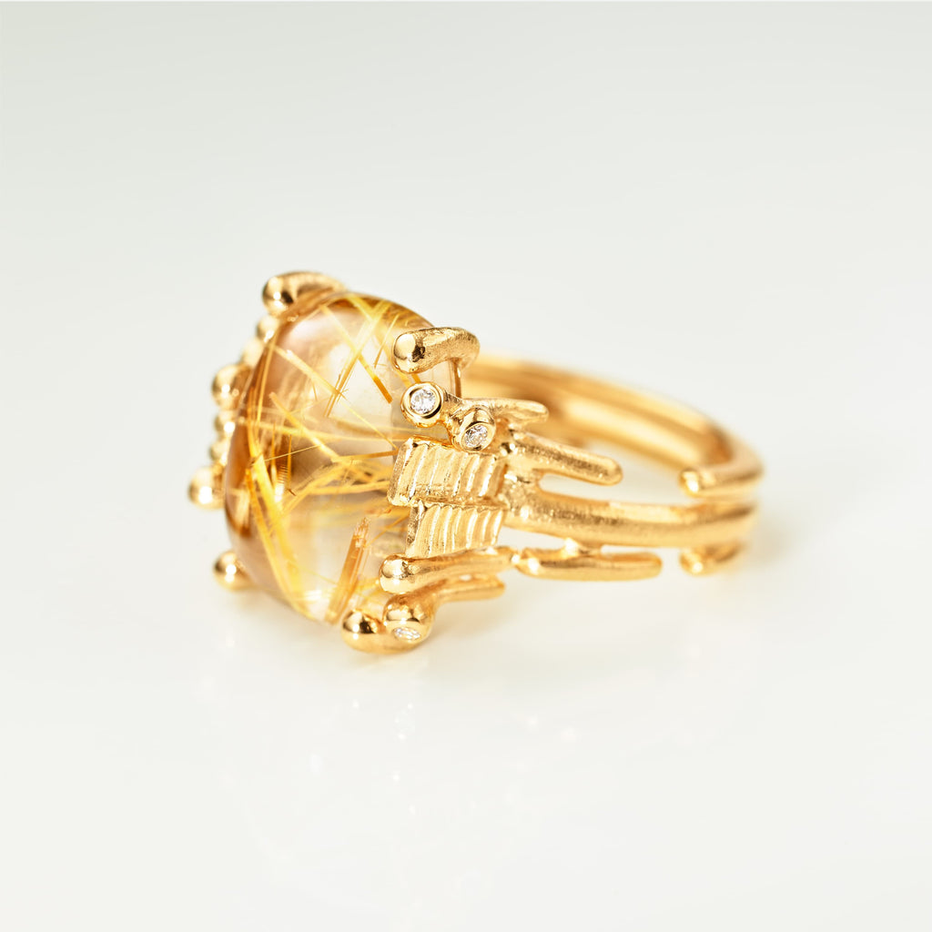 Boho Ring Medium Rutile Quartz