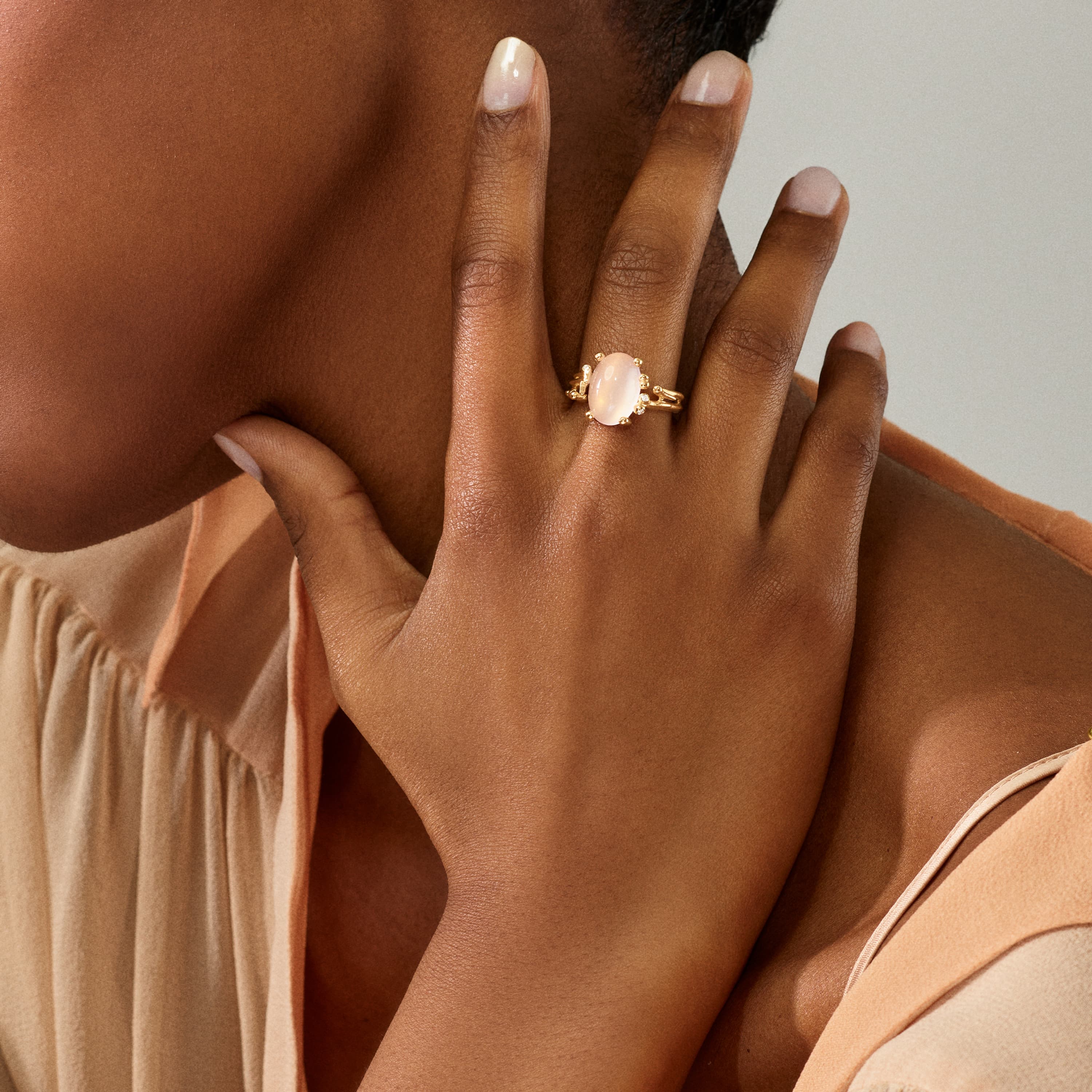Boho Ring Small Rose Quartz
