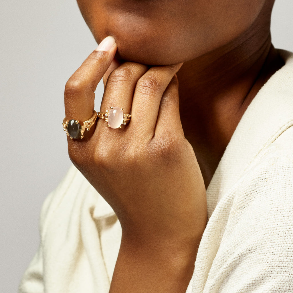 Boho Ring Small Rose Quartz