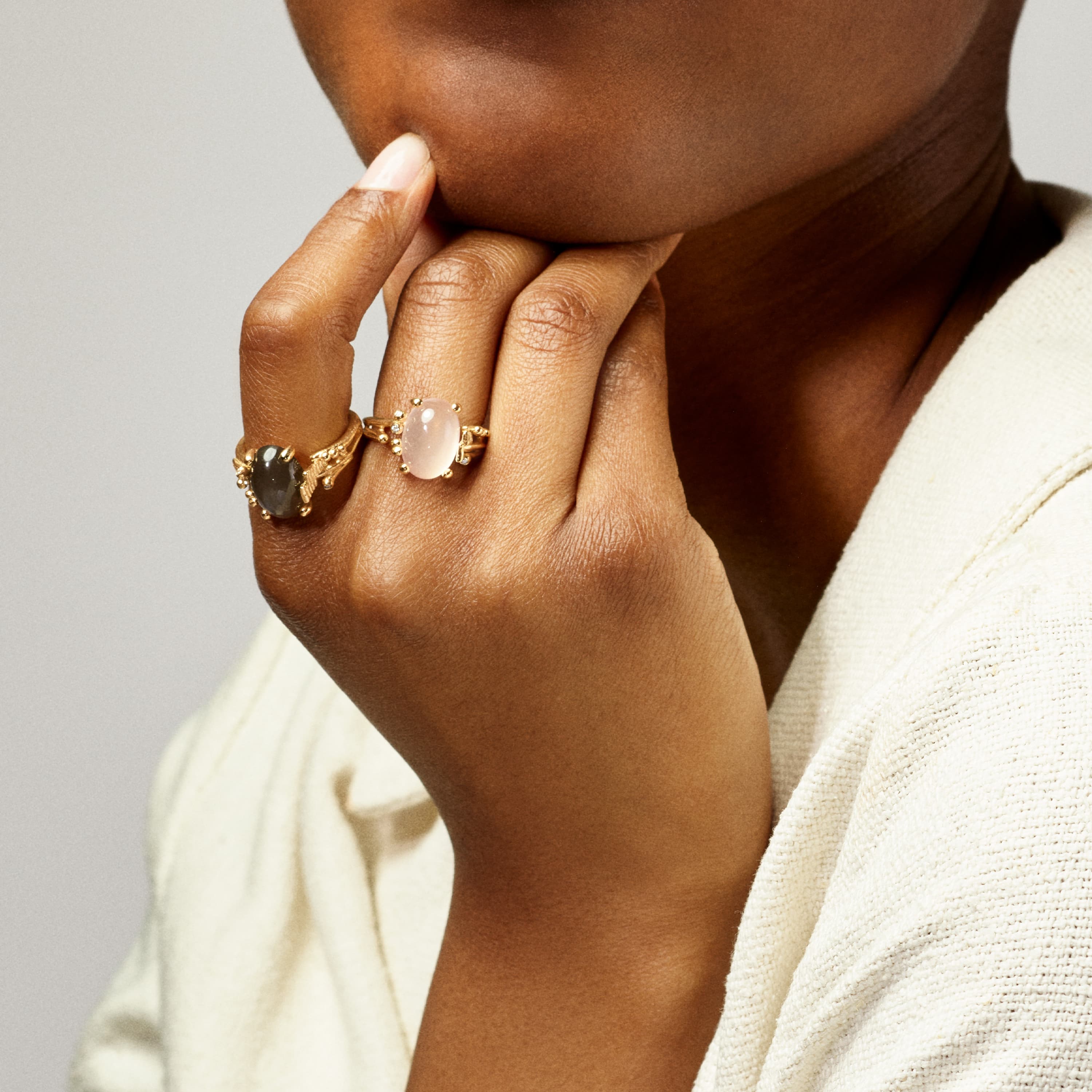 Boho Ring Small Rose Quartz