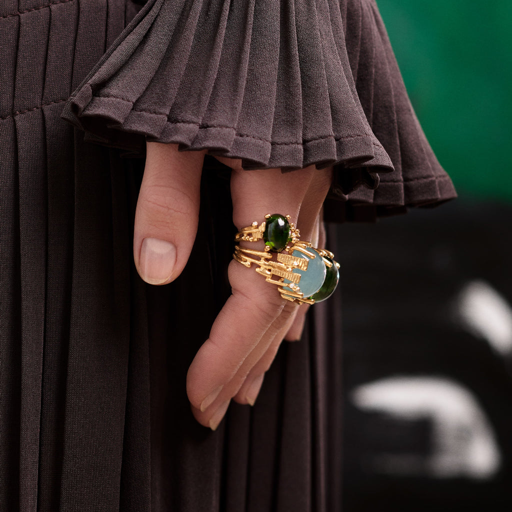 Boho Ring Small Green Tourmaline