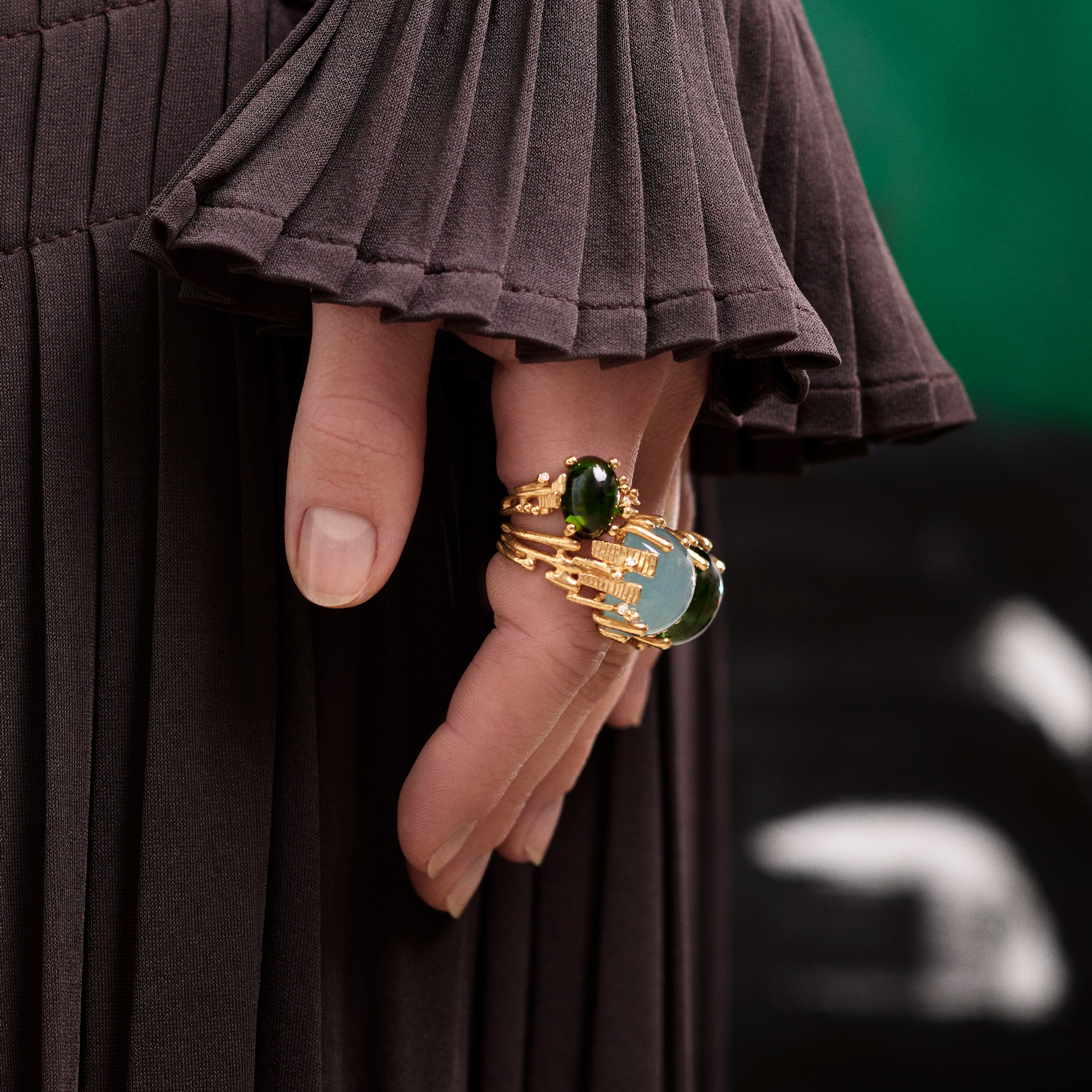 Boho Ring Small Green Tourmaline