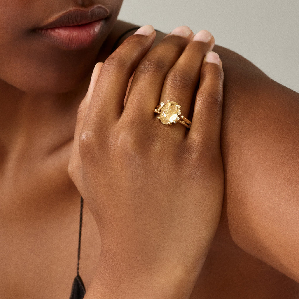 Boho Ring Small Rutile Quartz