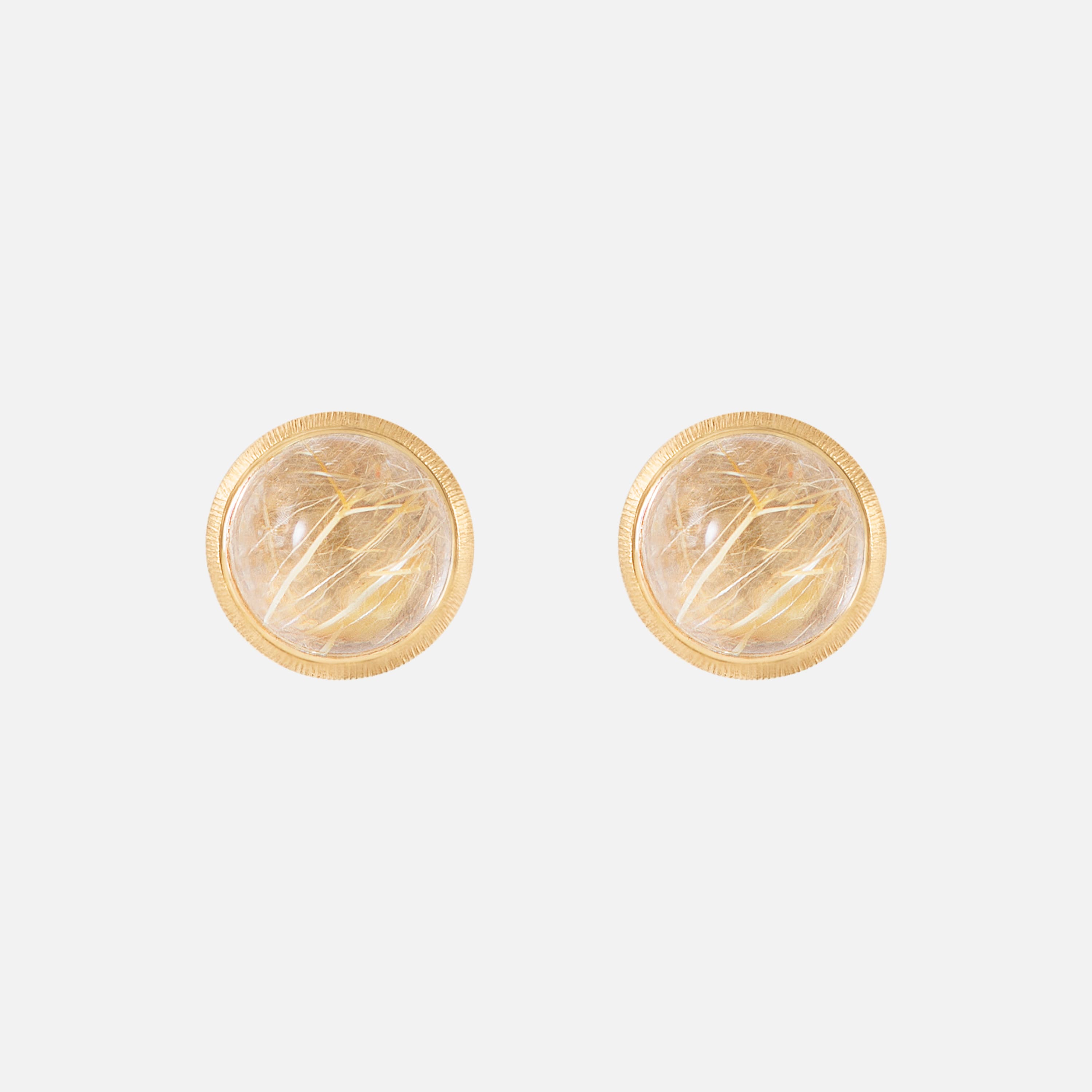 Lotus Stud Earrings Rutile Quartz