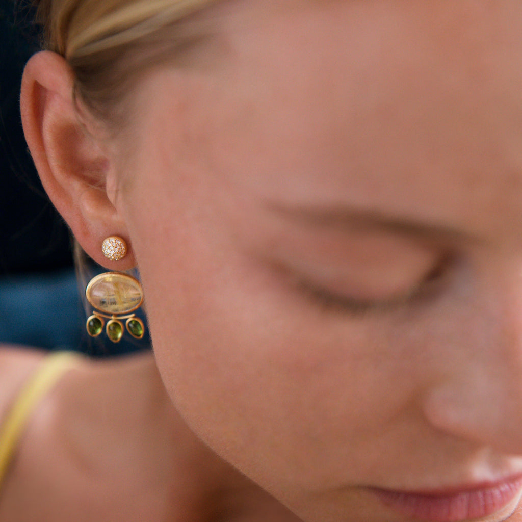 Lotus Stud Earrings Pavé