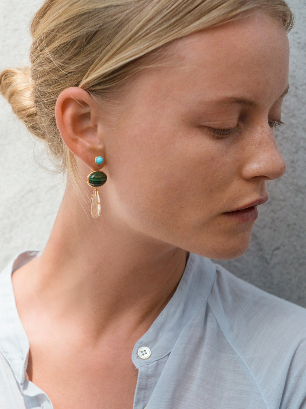 Lotus Earring Pendants Small Malachite