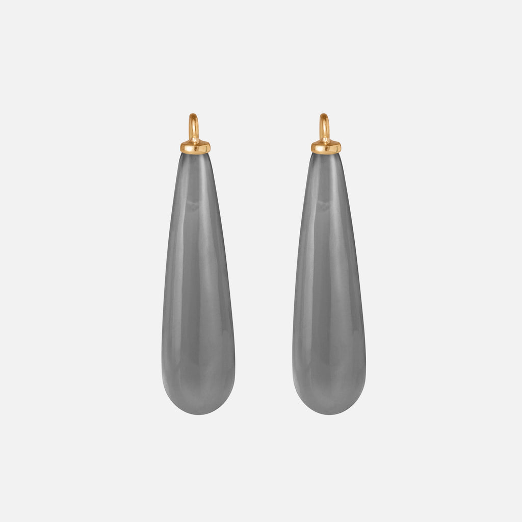 Earring Pendant Drops Grey Moonstone