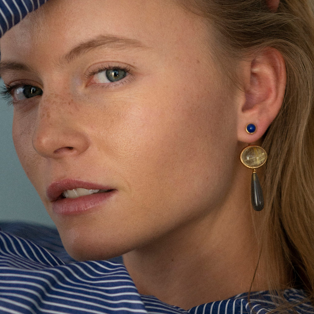 Earring Pendant Drops Grey Moonstone