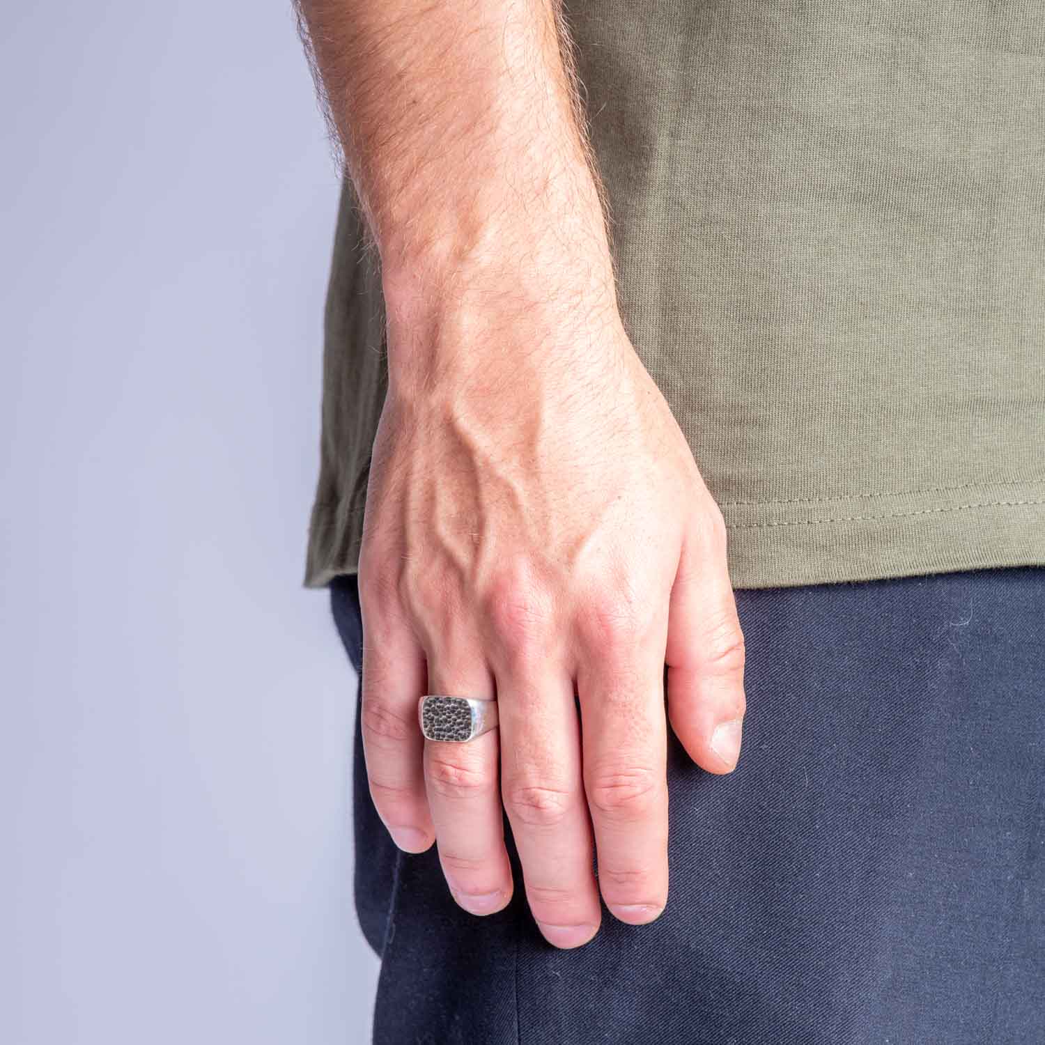 Cushion Hammered Ring