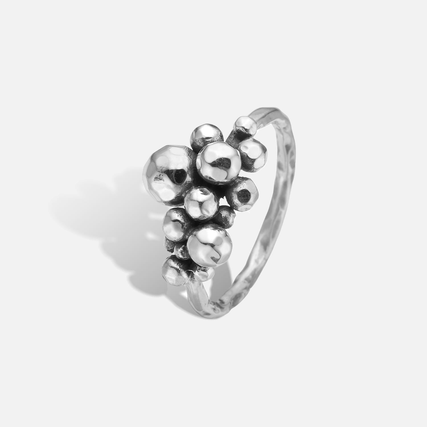 Rose Buds Silver Cluster-14 Ring